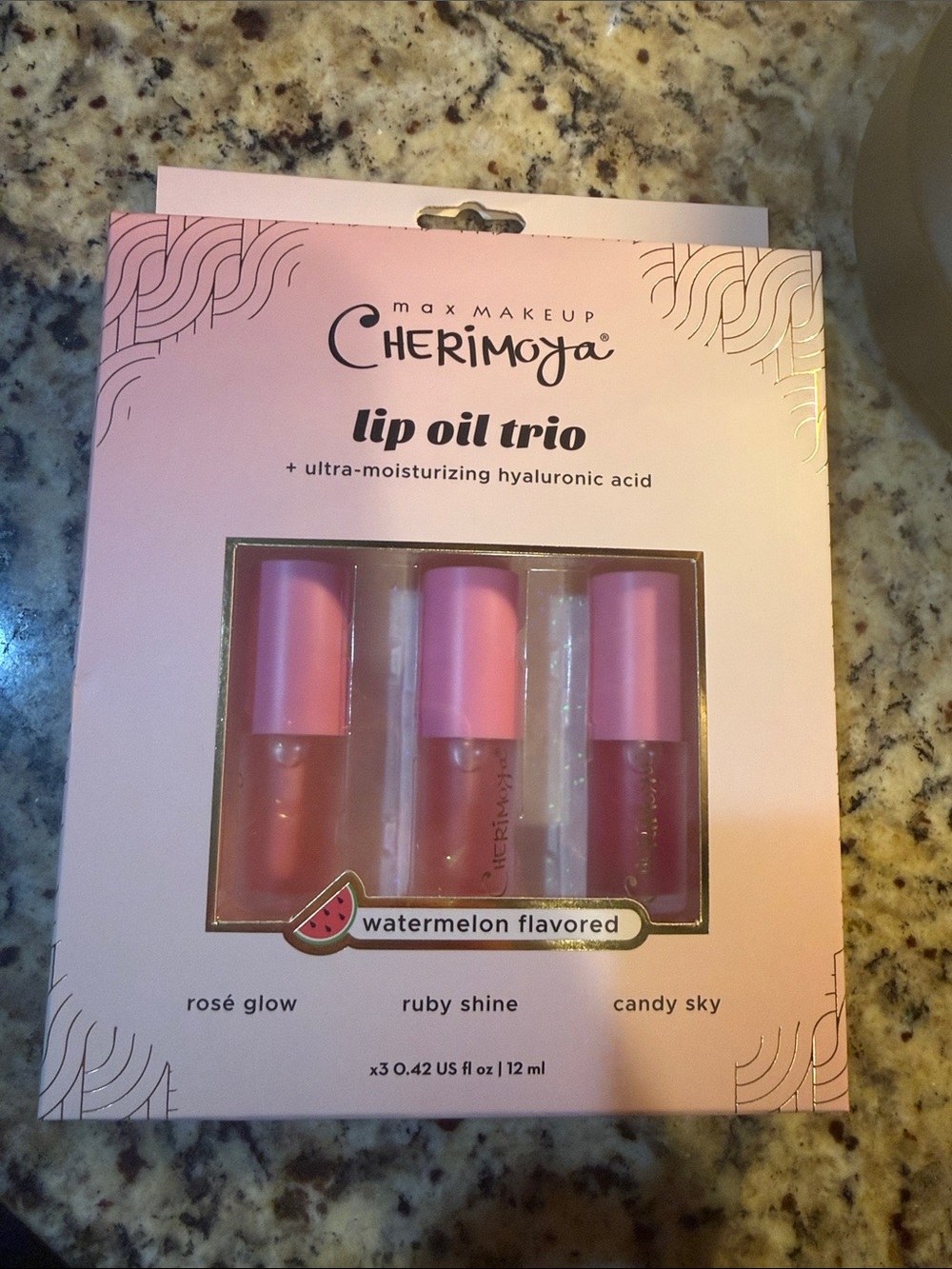 Cherimoya Lip Oil Trio - Pink Watermelon Flavored Hydrating Gloss Set 🆕